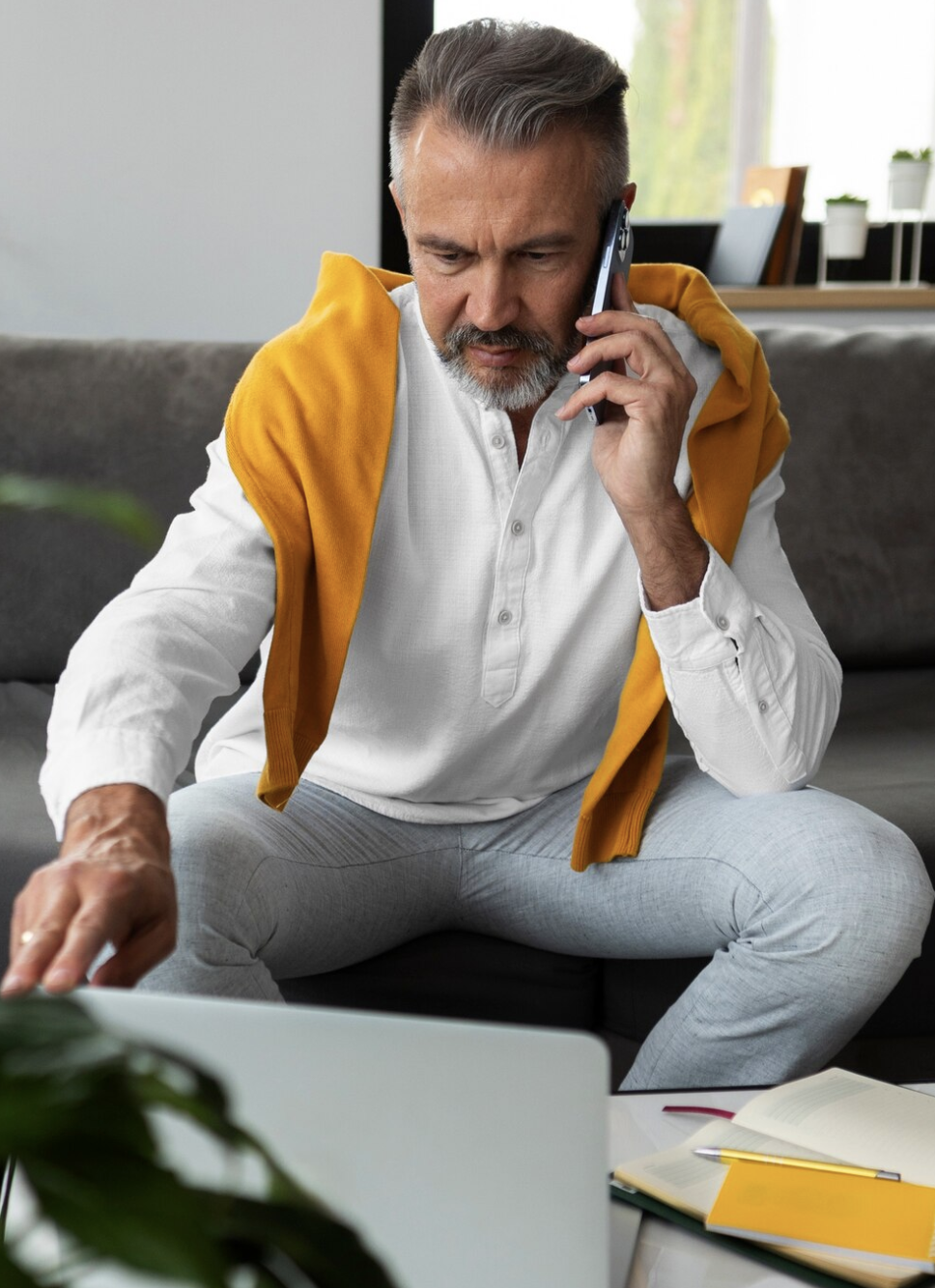 Executive reviewing market signals during a call