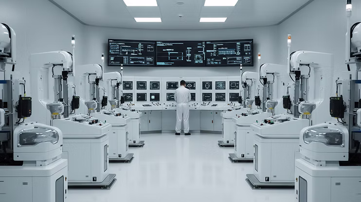 Robotics floor with automated systems and control displays