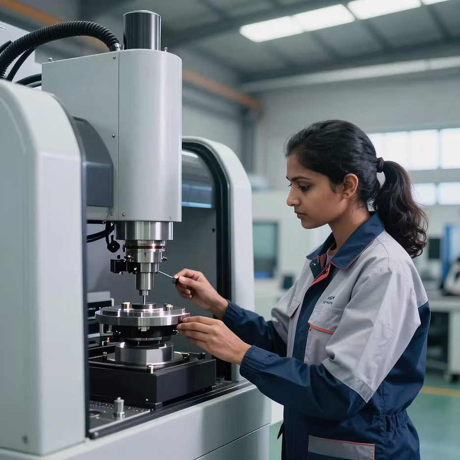 Operator running precision processing equipment